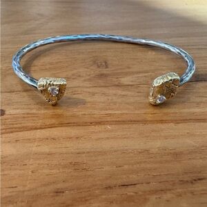Sarah Graham Trigon Cuff Bracelet 18k gold and Diamond on oxidized sterling